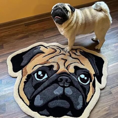 Tapis portrait pour animaux de compagnie - Tapis personnalisé de forme irrégulière pour chiens et chats - Cadeau souvenir (60 60 cm) (1/5)