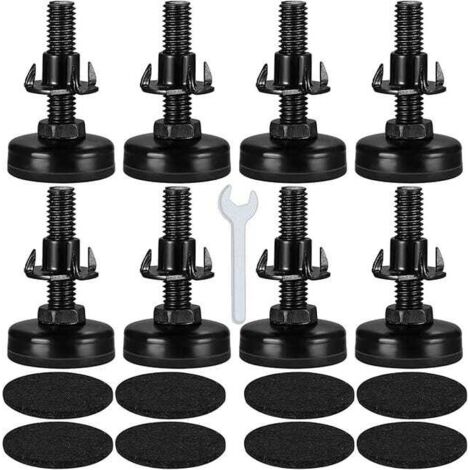 Pieds de nivellement réglables M10, lot de 8, réglables en hauteur, vis métalliques avec écrous, adaptés aux meubles, tables et chaises. (1/4)