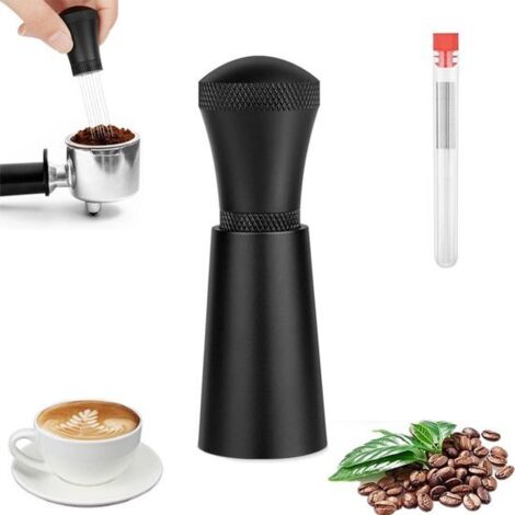 Mini tasseur à café 7 aiguilles - Noir - Comprend 10 aiguilles de rechange en acier inoxydable - Tasseur à expresso - Tasseur à café - Agitateur à expresso - Accessoires pour le café (1/5)