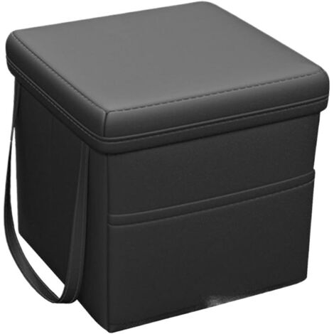Organisateur de coffre de voiture, boîte de rangement pour camion, sac de rangement pliable, accessoires de rangement intérieur de voiture en cuir (noir) (1/2)