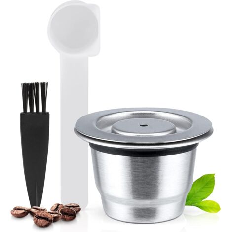 Capsules réutilisables en acier inoxydable, rechargeables et compatibles avec les machines Nespresso. (1/5)