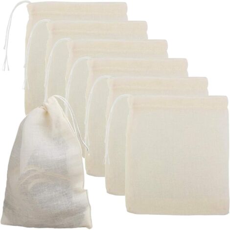 50 sachets en coton (10 x 8 cm), en mousseline de coton, petits sachets à cordon, sachets en filet, sachets de thé. Conviennent pour le thé en vrac, les épices, les herbes et le café. (1/5)