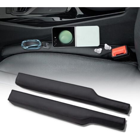 Ensemble de 2 cache-sièges en cuir pour sièges auto, compatibles avec les voitures, camions et SUV, empêchant les objets de tomber. (1/5)
