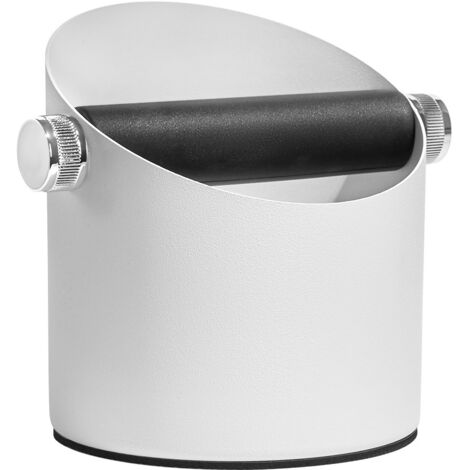 Bac à marc de café avec bec verseur incliné, bac de recyclage du marc d'espresso, pour cafés et bars, amovible, facile à nettoyer, blanc. (1/5)