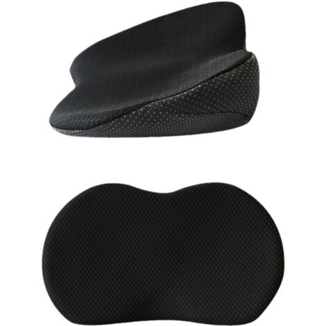 Coussin de siège en mousse à mémoire de forme en forme de coin - Coussin de siège auto - Permet d'ajuster la hauteur et l'angle de vision - Coussin de siège auto spécifique au conducteur - Noir (1/5)