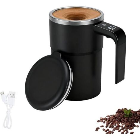 Mug à café avec écran LCD intégré - Agitateur magnétique automatique - Mug à café auto-mélangeur pour la maison - Mug de voyage portable - 12,2 x 8 x 13,8 cm - Idéal pour préparer du café à la maison, (1/5)