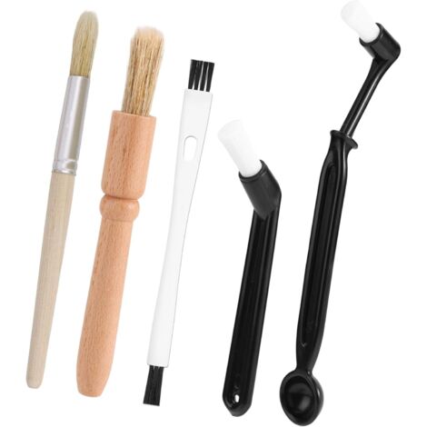 Ensemble de 5 brosses de nettoyage pour machine à café, ensemble de brosses de nettoyage en poils de sanglier pour machine à expresso et broyeur, avec manche en bois, Geschikt voor coffee machine shop (1/5)
