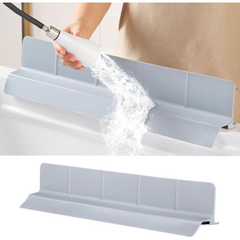 Couvercle de protection en silicone ultra-imperméable, 58 cm de long, adapté aux éviers de cuisine, salles de bains et îlots, avec une protection contre l'eau et les éclaboussures de 9 cm (gris). (1/5)