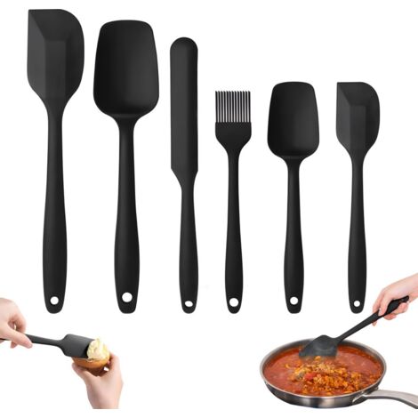 Ensemble de 6 spatules en silicone - Ustensiles de cuisine - Spatules - Résistantes à la chaleur - Sans BPA - Antiadhésives - Lavables au lave-vaisselle - Cuillères à pâtisserie - Pinceaux à pâtisseri (1/5)