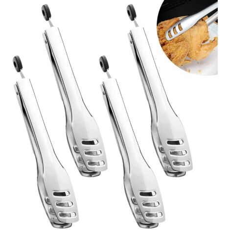 Cet ensemble de 4 pinces alimentaires, d'une longueur de 27 cm, est fabriqué en acier inoxydable 304 et est parfait pour les buffets, les mariages, les fêtes, les salades, les gâteaux, le pain, les ba (1/5)