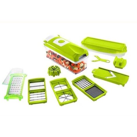 Genius Nicer Dicer Smart (12 pièces) vert - coupe-légumes pour cubes, bâtonnets, tranches, lamelles et quartiers - mandoline coupe-salade et coupe-concombres
