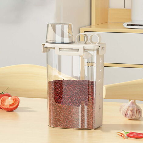 Boîte de conservation pour aliments secs, organisateur de garde-manger hermétique, unité unique, blanc laiteux. (1/4)
