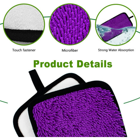 Convient aux recharges de spray humide Swiffer, aux têtes de rechange pour balais à franges humides et secs (violet, paquet de 3) (1/5)