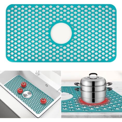Tapis d'évier en silicone, revêtement d'évier, 63 cm x 33 cm, protection d'évier pliable, protection de bac d'égouttement de cuisine résistante à la chaleur et antidérapante. (1/5)
