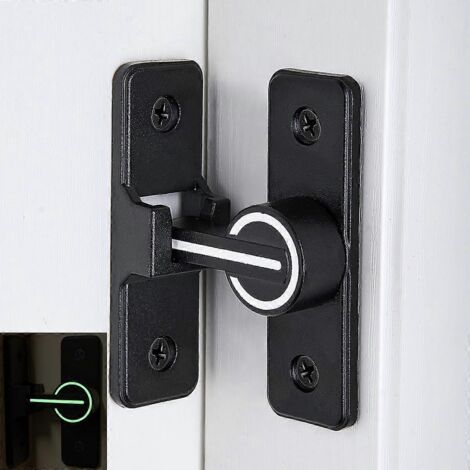Serrure de porte de grange avec loquet coulissant lumineux à 90° en alliage de zinc robuste pour plus d'intimité et de sécurité. (1/5)