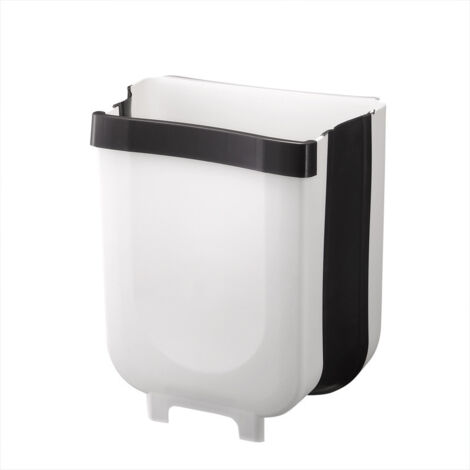Poubelle murale pliable de 9 L, à suspendre à la porte d'un placard de cuisine. (1/5)