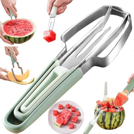 Trancheuse à pastèque, modèle 2024, trancheuse à pastèque 3 en 1 en acier inoxydable, trancheuse à fruits, pastèque, cantaloup, pour la maison, les fêtes et le camping, couteau à cantaloup (1/5)