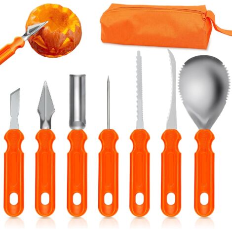 Ensemble de 7 outils pour sculpter les citrouilles, outils de sculpture pour Halloween, kit de sculpture de citrouilles d'Halloween, outils de sculpture professionnels (1/5)