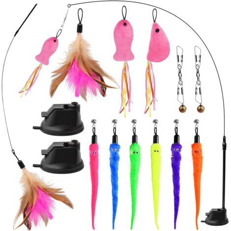 Ensemble de jouets interactifs pour chats - 13 pièces avec canne et paille pour l'auto-soin - Convient aux chatons et aux chats [Niveau d'énergie A] (1/5)