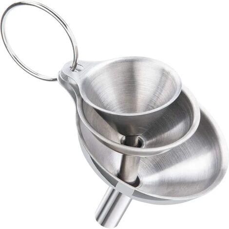 Ensemble de mini-entonnoirs, 3 entonnoirs de cuisine en acier inoxydable, 3 tailles, argent (1/5)