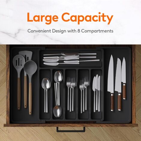 Boîte de rangement pour tiroir, plateau extensible pour ustensiles de cuisine (1/5)