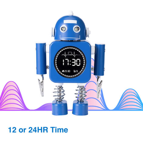 Réveil robot numérique Laser Kids bleu - Heure, date et température