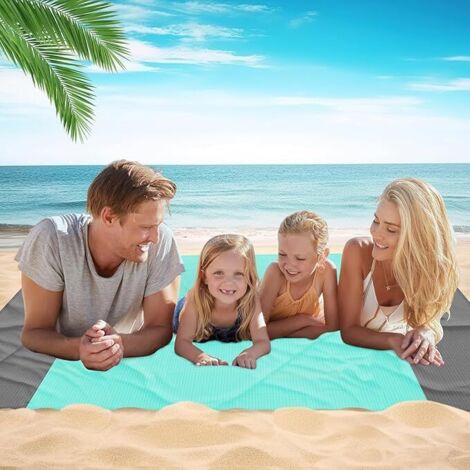 Tapis de plage 210 x 200 cm, tapis de plage pliable, couverture de pique-nique imperméable, tapis d'extérieur (1/5)