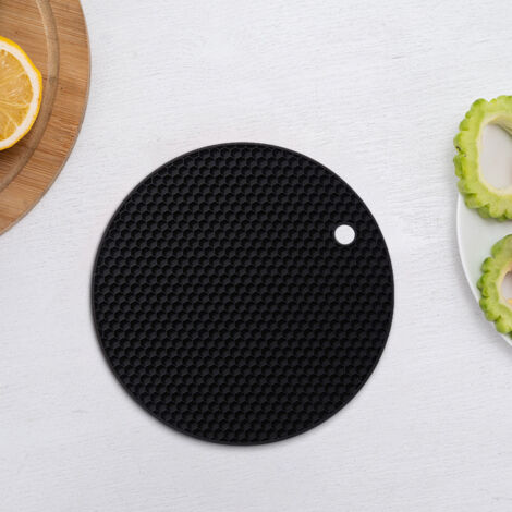 Ensemble de 4 dessous de plat isolants pour plats chauds, dessous de plat anti-brûlures (noir) (1/4)