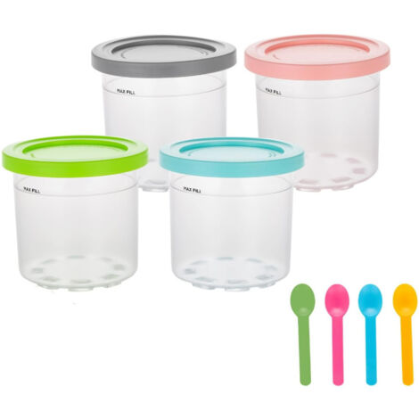 Lot de 4 récipients crémeux pour sorbetières Ninja Creami, récipients à crème glacée de qualité alimentaire avec couvercles et cuillères (1/2)