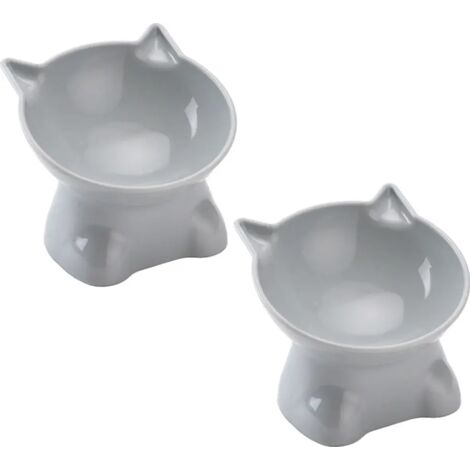 Ensemble de gamelles pour chat, gamelle haute pour chat, gamelle en plastique, gamelle pour chat - gamelle pour nourriture pour chat (1/4)
