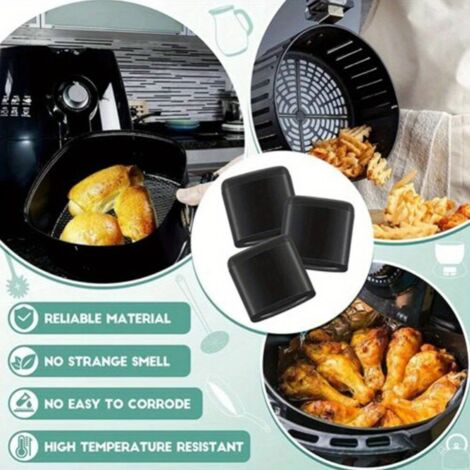 Friteuse à air 10 pièces avec pare-chocs en caoutchouc, accessoires de cuisine noirs pour friteuse à air. (1/5)