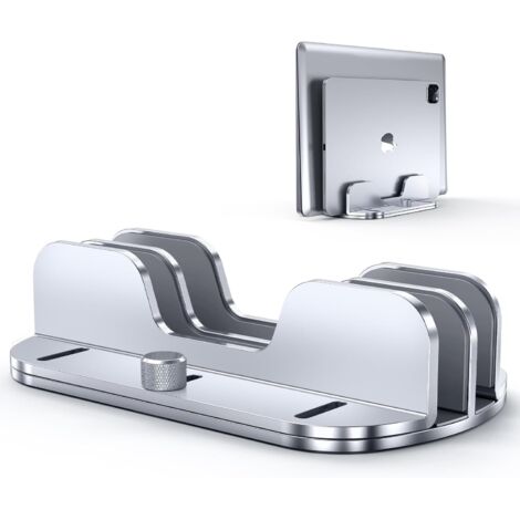 Support vertical pour ordinateur portable, support en aluminium avec deux emplacements et base réglable, compatible avec tous les ordinateurs portables MacBook, Surface, HP, Dell, Chromebook, Lenovo e (1/5)