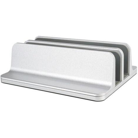 Support vertical pour ordinateur portable, support double pour ordinateur de bureau avec base réglable, compatible avec tous les MacBook/Surface/Samsung/HP/Dell/Chrome Book (argent) (1/4)