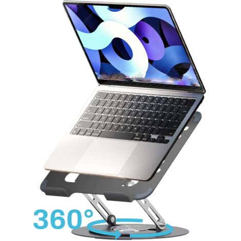 Support pour ordinateur portable, rehausseur pliable et portable, adapté aux ordinateurs portables jusqu'à 17 pouces, noir. (1/3)