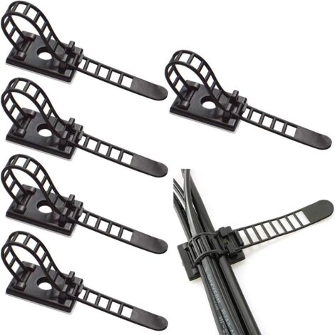 Clips de câble réglables, 50 serre-câbles, attaches de câble réglables, clips de câble auto-adhésifs, clips de câble pour la gestion des câbles de bureau. (1/5)