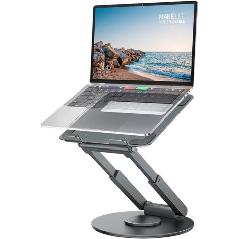 Ordinateur portable de bureau standard, hauteur réglable jusqu'à 53 cm (21 pouces), gris
