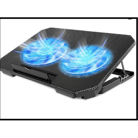 Support de refroidissement pour ordinateur portable, hauteur réglable, double ventilateur, refroidissement silencieux, 2 ports USB, convient aux ordinateurs portables de 12 à 15,6 pouces. (1/5)