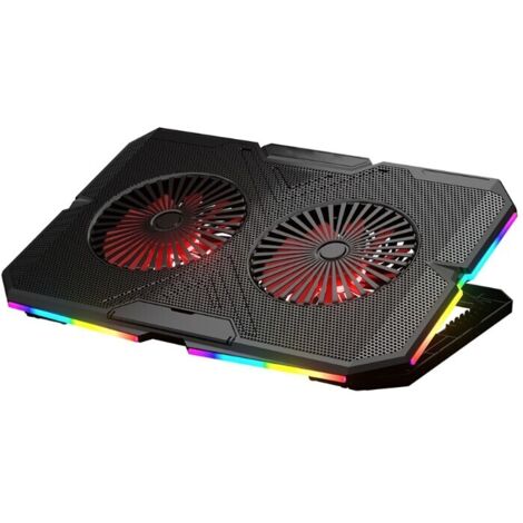 Refroidisseur silencieux à double ventilateur pour ordinateur portable avec une base de ventilation ergonomique, adapté aux ordinateurs portables de 11 à 18 pouces. (1/5)