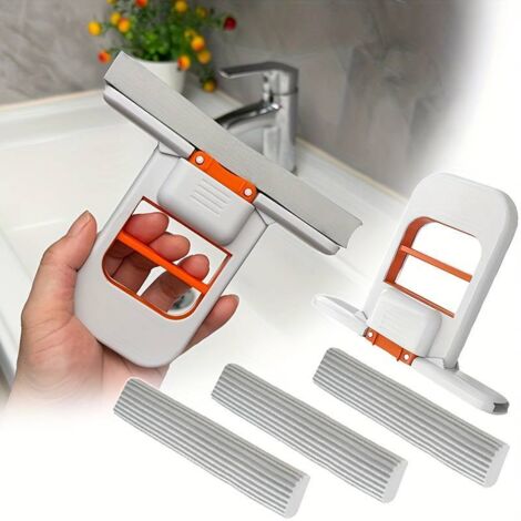 Mini balai de table pliable, balai éponge portable pour un nettoyage en profondeur, idéal pour la cuisine, la salle de bain, les surfaces vitrées et les plans de travail. Manche auto-pressant et 2 lam (1/5)
