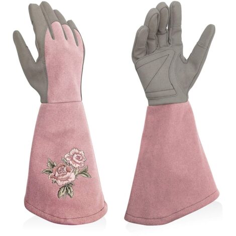 Gants de jardinage, gants de taille, anti-perforation, manches longues, imprimés, taille L - rose clair (1/5)