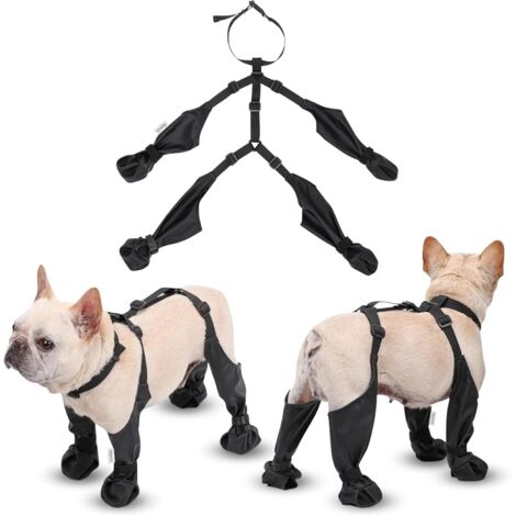 Bottes imperméables pour chien, protège-pattes, chaussures souples pour chien pour les promenades en extérieur, protection des pattes de votre animal, noires, taille L