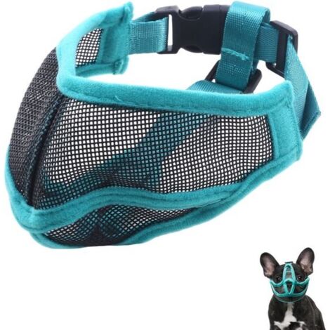 Muselière pour chien à museau court - Muselière ajustable en maille respirante - Convient aux bouledogues et aux petits chiens - Couverture du museau ajustable - Taille M - Verte - Environ 27-36 cm de (1/5)