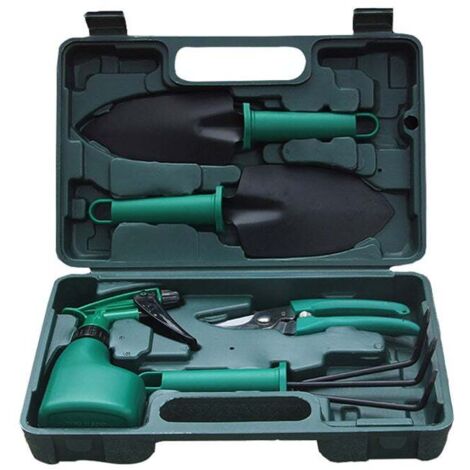 Ensemble d'outils de jardinage, ensemble d'outils manuels de 5 pièces avec boîte à outils, ensemble de travail de jardinage extérieur robuste avec poignées ergonomiques.