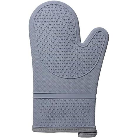 1 paire de gants de cuisine en silicone, résistants à la chaleur, imperméables, doublure en coton matelassé, poignées antidérapantes, adaptés à la cuisson, à la pâtisserie et au gril (gris). (1/5)