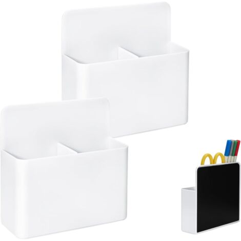 Lot de 2 porte-stylos magnétiques pour tableau blanc avec séparateur amovible, organiseur de stylos pour tableau blanc, convient aux réfrigérateurs, tableaux blancs magnétiques, maison, bureau, école (1/5)