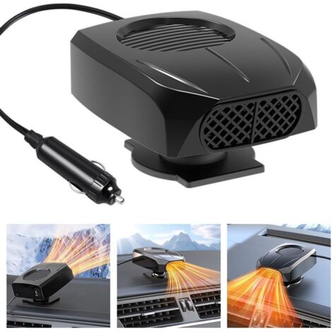 Chauffage électrique - Chauffage de voiture - 12 V 120 W - Chauffage/dégivreur de pare-brise - Petit chauffage de voiture - Matériau ABS - Type universel (Noir) (1/5)