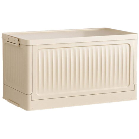 Boîte de rangement pliable en plastique avec couvercle et roulettes - boîte de rangement rectangulaire d'extérieur, adaptée au garage, au jardin, à la terrasse et au rangement à domicile, taille moyen