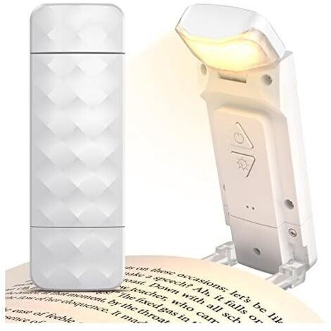 Lampe de lecture rechargeable par USB, 3 couleurs et 5 niveaux de luminosité réglables, compacte, longue durée de vie, lampe de lecture à pince, un cadeau parfait pour les amoureux des livres.