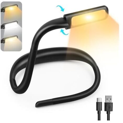 Lampe de lecture rechargeable, protection des yeux et gradation continue, col flexible pour la lecture, le tricot et le camping.