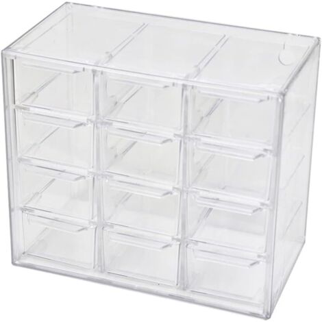 Mini organiseur de tiroirs avec compartiments transparents, idéal pour ranger petits objets, bijoux, perles, outils et cosmétiques (12 tiroirs) L (1/3)